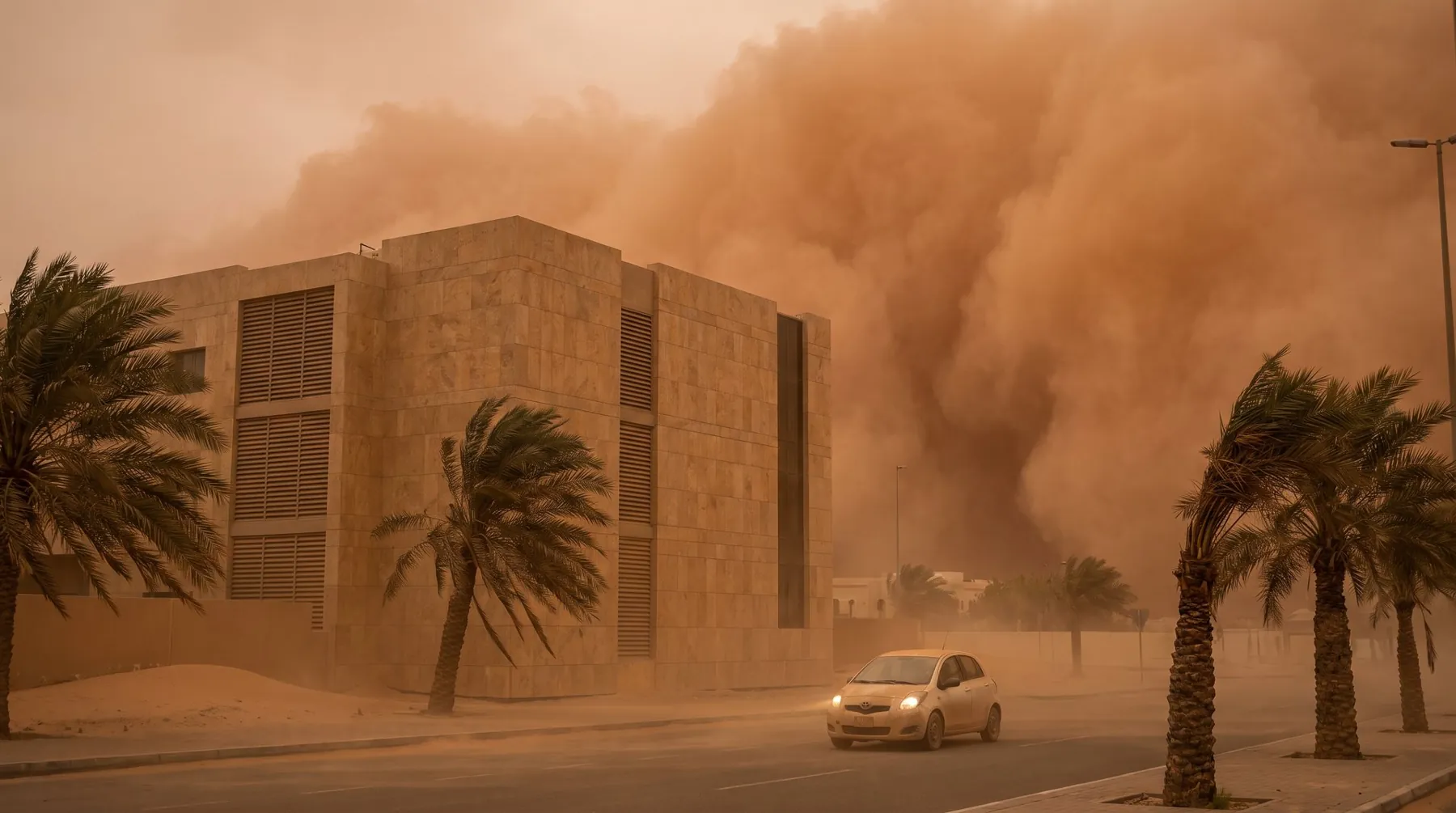 عاصفة رملية فوق المدينة